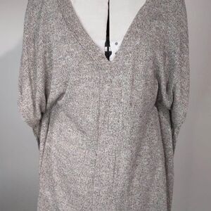 Large My Story Womens Gray Blouse V-neck butterfly short sleeve C3655